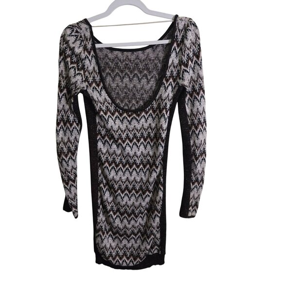 Free People Cozy Cabin Bodycon Sweater Dress Metallic Detail Low Back Size M - Picture 3 of 7